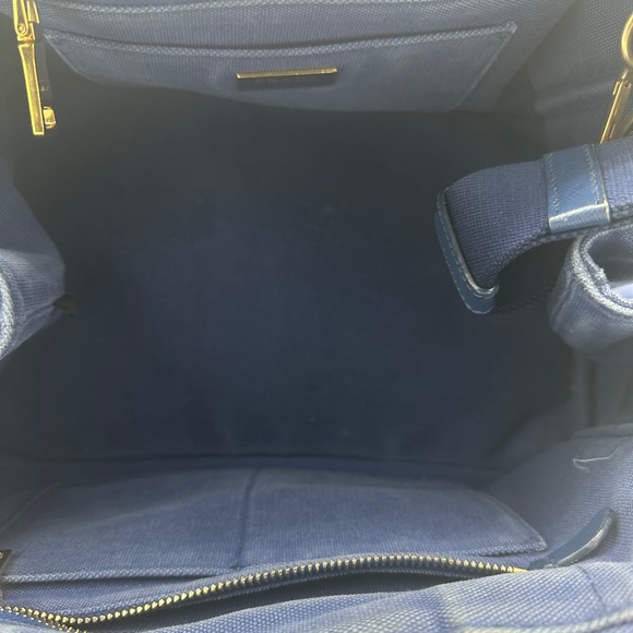 Prada Large Canapa Logo Blue Canvas Tote with shoulder strap - Picture 10 of 10